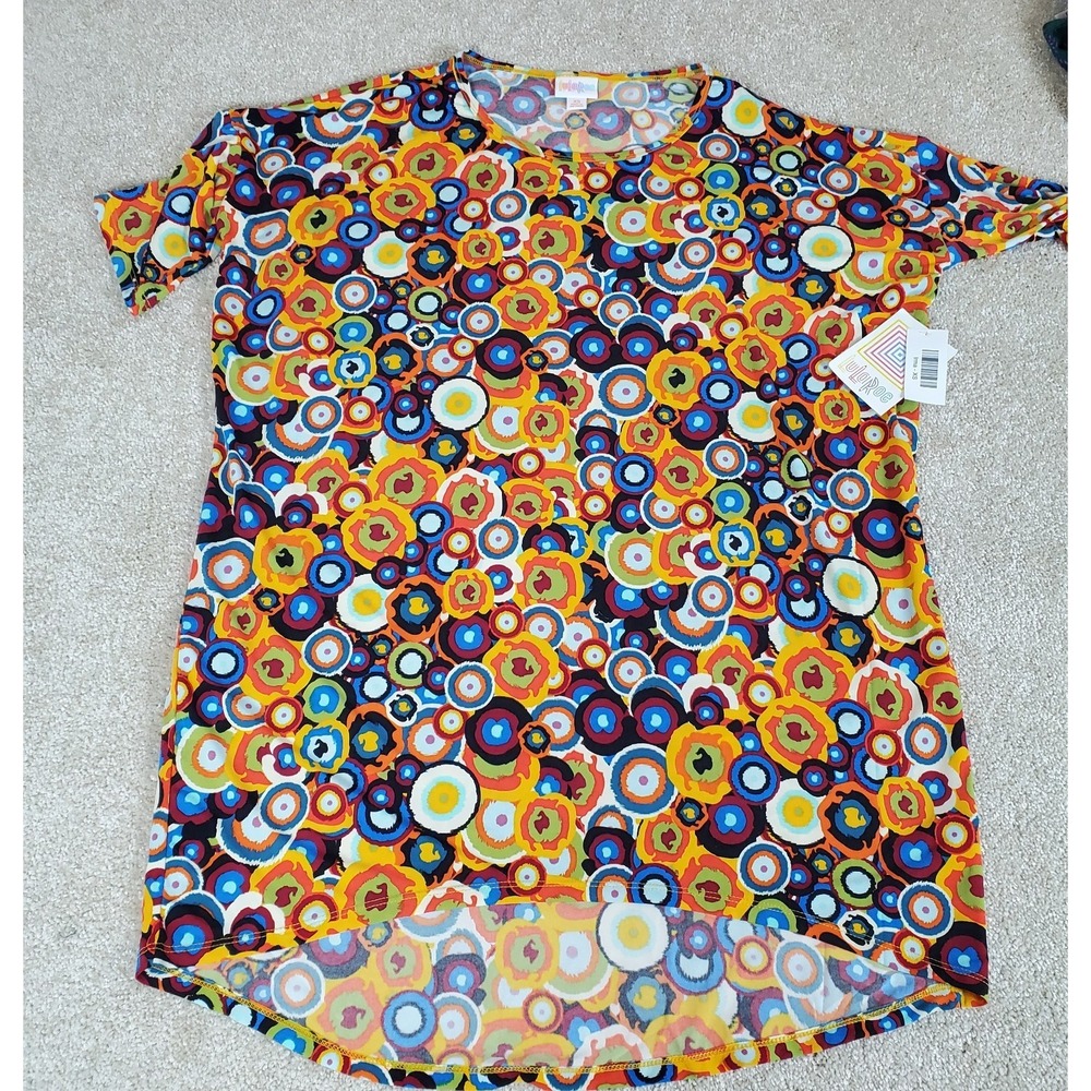LULAROE Womens Shirt Irma Top Multicolor Size XS NWTGS Colorful Stretchy Fabric
